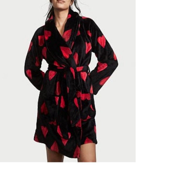 new victoria's secret fuzzy cozy heart robe - Picture 1 of 1